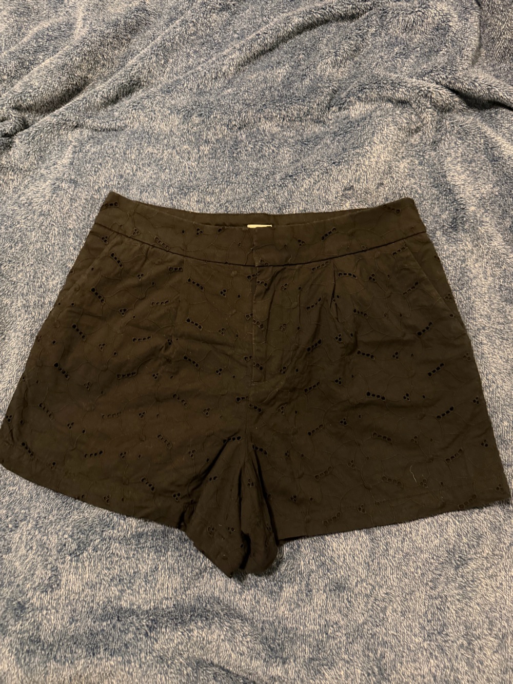 a new day Black Eyelet Cotton Blend Shorts